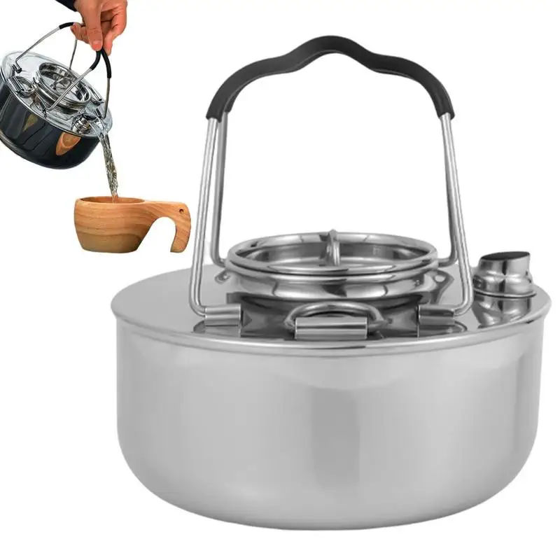 

Camping Kettle Fast Heating 1.5L Camping Teapot Stainless Steel Outdoor Camping Kettle Tea Kettle Compact Lightweight Coffee Pot