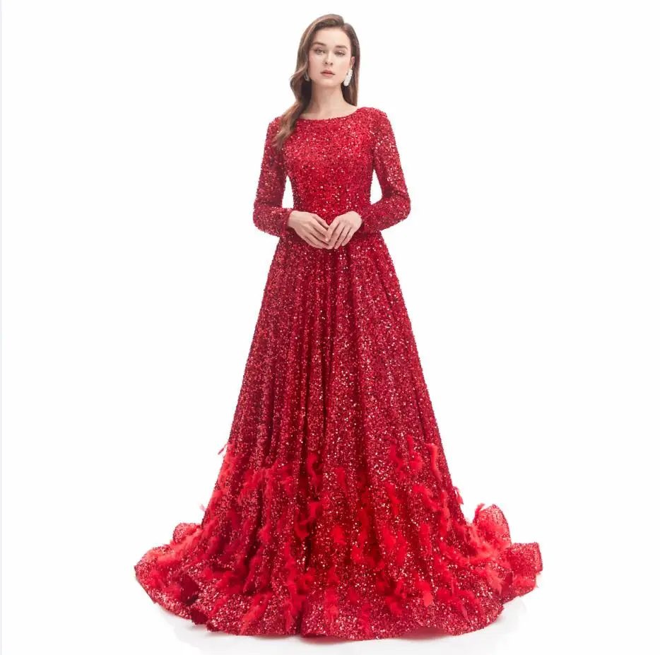 

Блестящие мусульманские платья для выпускного вечера с длинным рукавом женское 2023 арабское зеленое искусственное платье