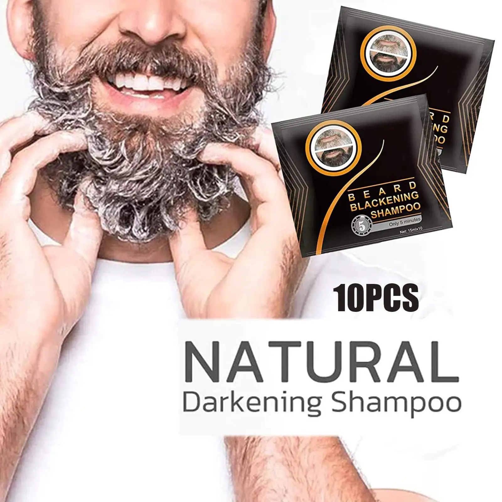 1box=10pcs Fast Black Beard Dye Wax Dark Beard Shampoo Cream Non-irritating Balm Moderate Dyeing Beard Blackening Men Beard W5P1
