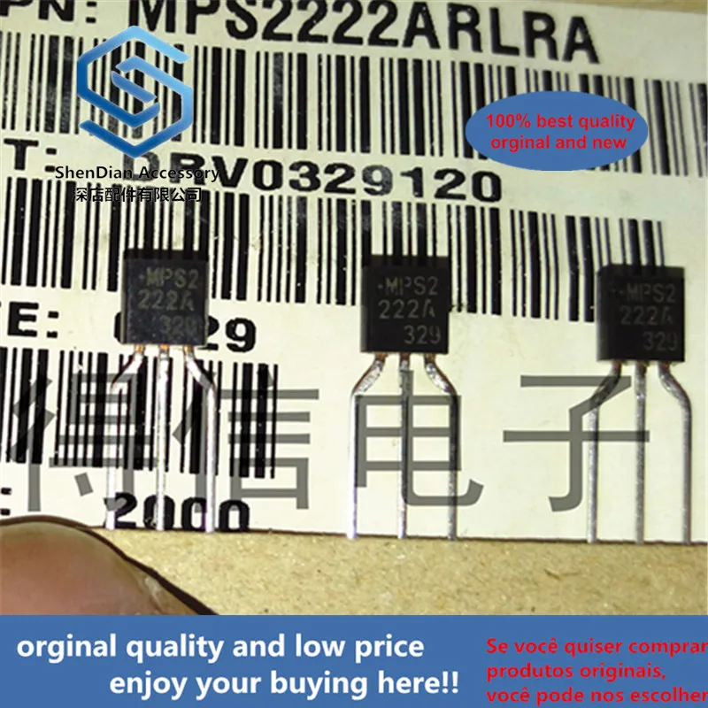 

30 шт., 100% оригинальные новые транзисторы общего назначения MPS2222A 2N2222 (NPN Silicon) TO-92, реальное фото