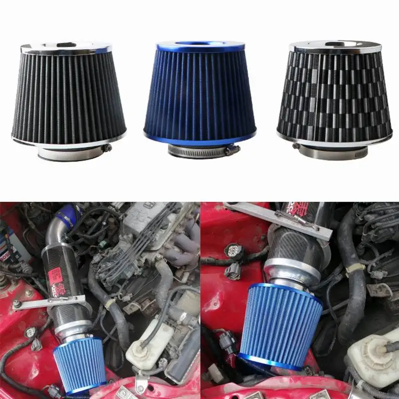 

76MM 3 Inch Car Air Filter Sport Power Mesh Cone Cold Air Induction Kit High Flow Intake FilterIntake Filter Universal Car Parts