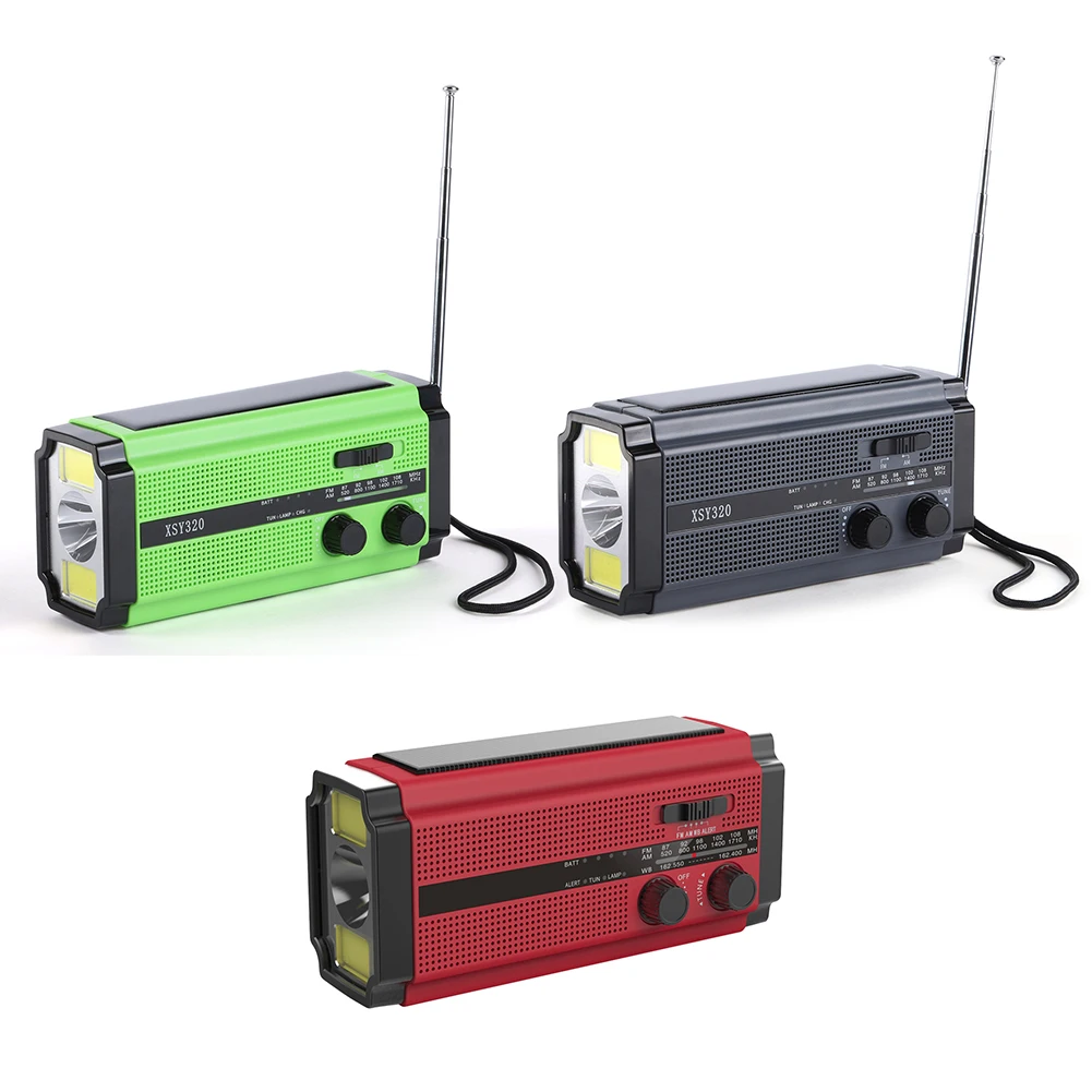 

AM/FM/WB Emergency Radio Handcrank Solar USB Charging Multifunctional Solar Emergency Radio Reading Lamp Weather Radio SOS Alarm