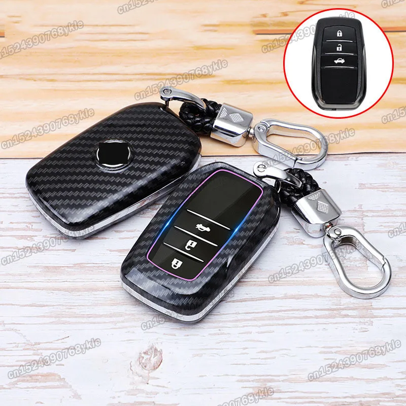 

carbon fiber car key case bag keychain for toyota camry 2019 2020 2018 70 v70 xv70 trd accessories sport edition se 2021 2022