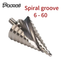 1pc 6 60mm spiral groove wood metal hole milling cutter hss step taper bit with round shank