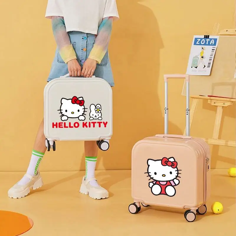 

18 дюймов Sanrio чемодан Kawaii Hello Kitty аниме Девочка Дети Путешествия шкив Косметика детская одежда мелочи коробка для хранения галстука подарок