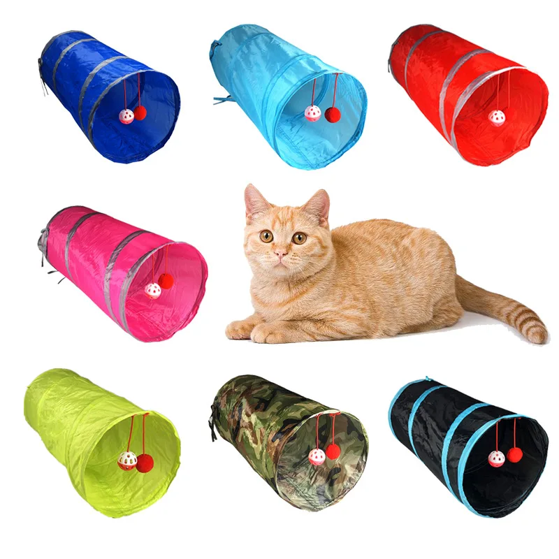 

Pet Cat Tunnel Toy Funny Pet 2 Holes Play Tubes with Balls Collapsible Crinkle Kitten Toys Puppy Rabbit Play Dog Tunnel Tubes