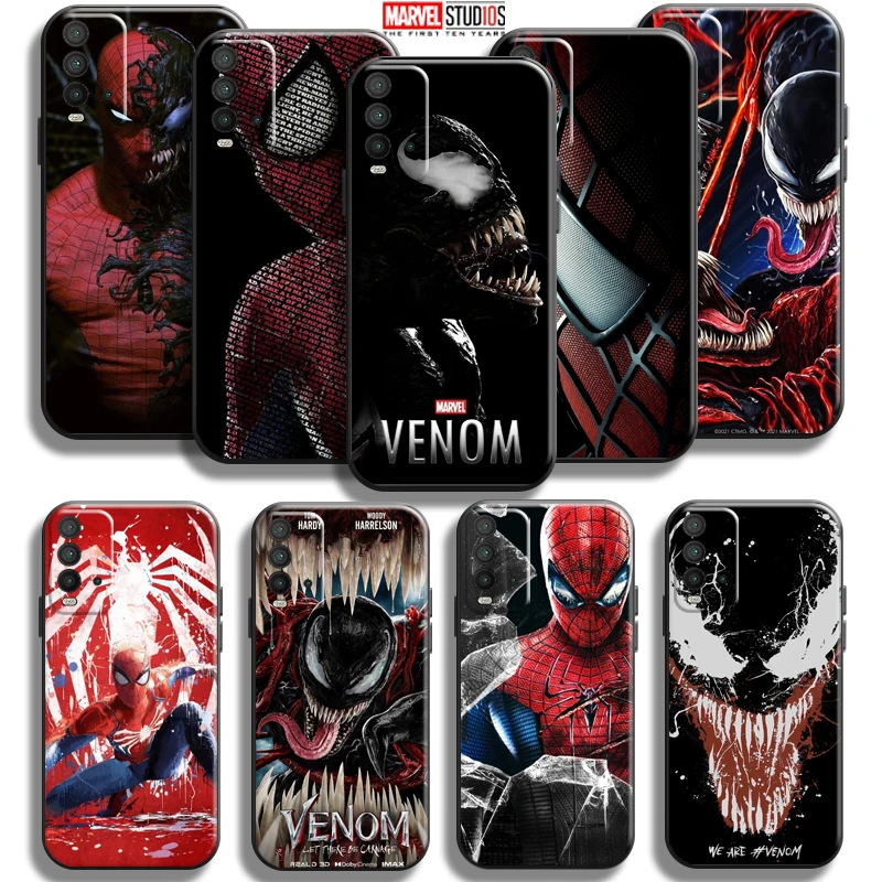 

Marvel Spiderman Venom Phone Case For Xiaomi Redmi 9T 6.53 Inch Funda Soft Silicone Cover Black Carcasa Coque Liquid Silicon