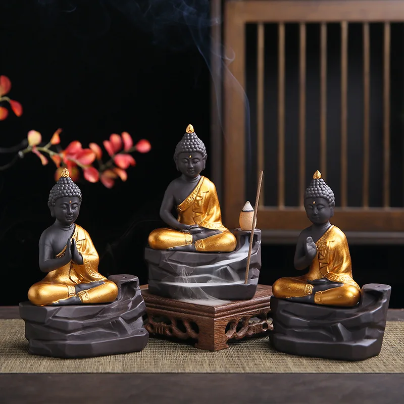 Тайская Золотая Модель Будды С Обратным Потоком Курильницы Креативный Домашний