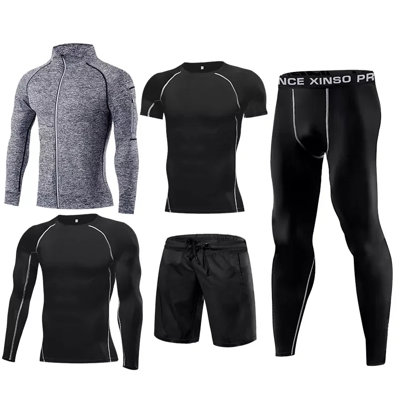

Spring Autumn Men's Tracksuit Joggers Sportswear Running 5 Piece Set Sweatsuit Gym Clothing Men Conjunto Deportivo Hombre