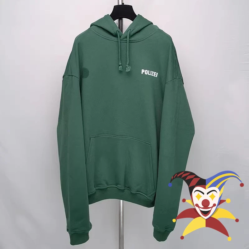 

VETEMENTS POLIZEI Green Hoodie Men Women Top Oversize VTM Hooded Pullovers