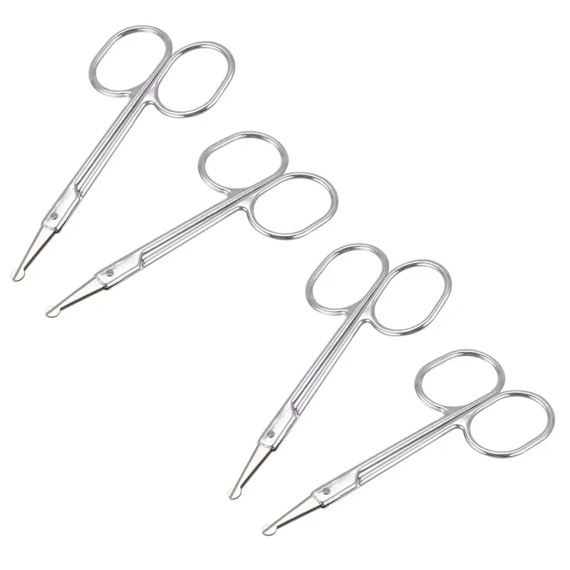 

Round Tip Eyebrow Nose Hair Trimming Trimmer Scissors 4 Pcs