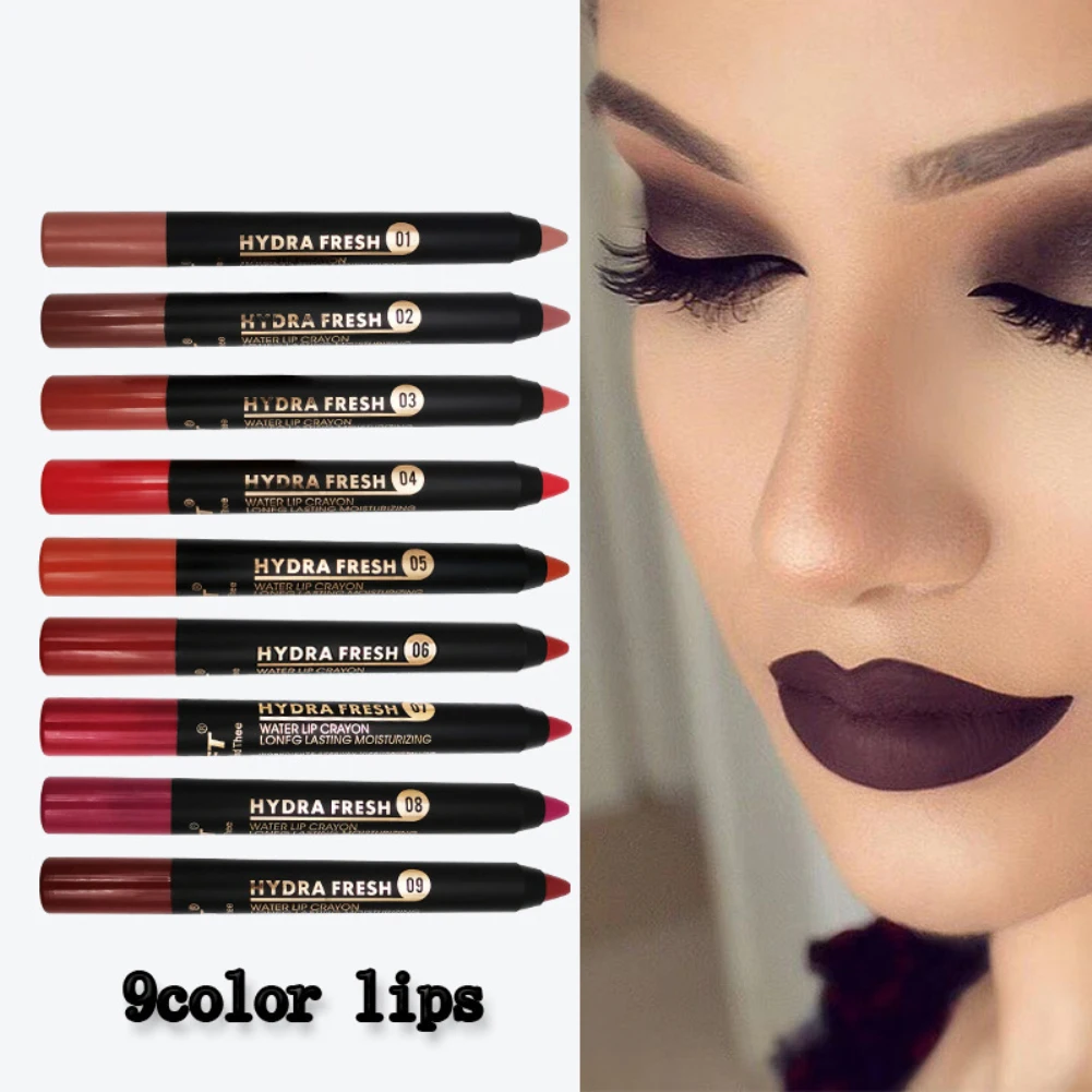 

ELECOOL 9 Colors Matte Lipsticks Pencil Waterproof Long Lasting Red Lip Stick Lipliner Korean Makeup Set Lip Tint Pen Cosmetic