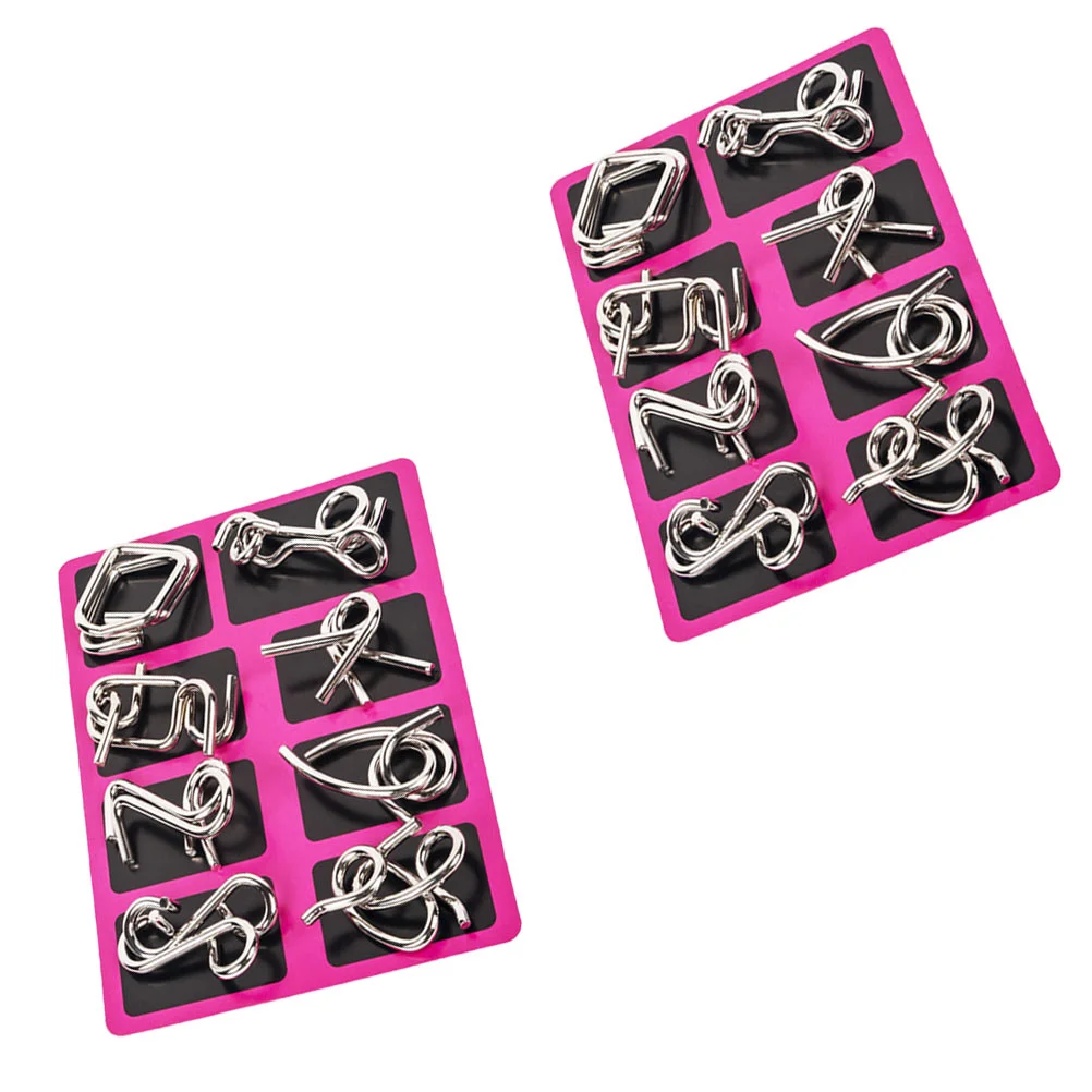 

2 Sets Metal Puzzles Brain Teasers IQ Test Disentanglemen Link Unlock Interlock Game Chinese Ring Trick Toys for Party Favors