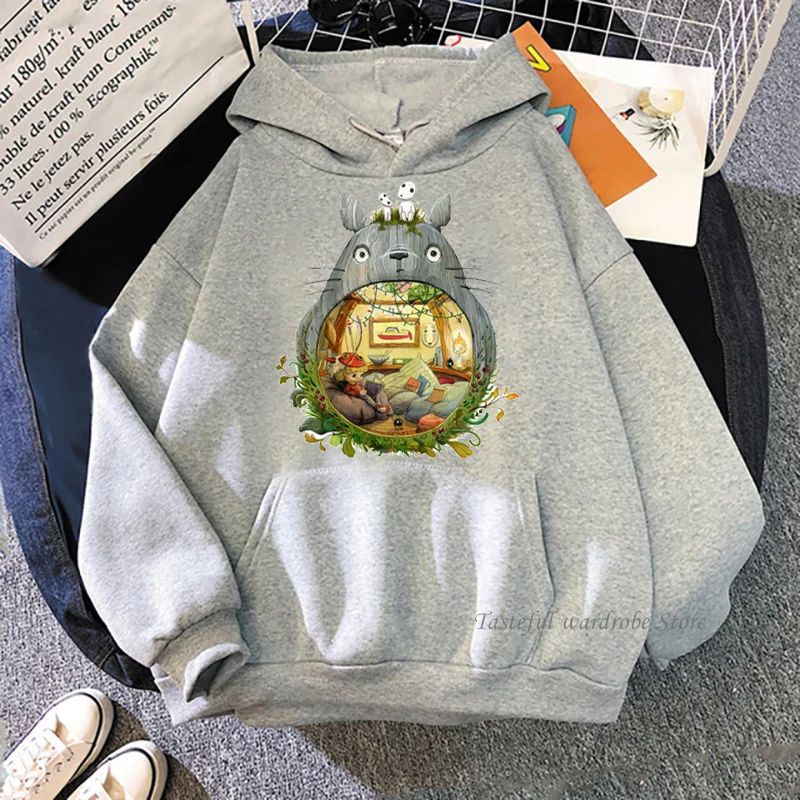 

90s Studio Ghibli Hoodie Kawaii Totoro Sweatshirts Oversized Japanese Anime Graphic Hoody Ullzang Pullovers Women Casual Tops