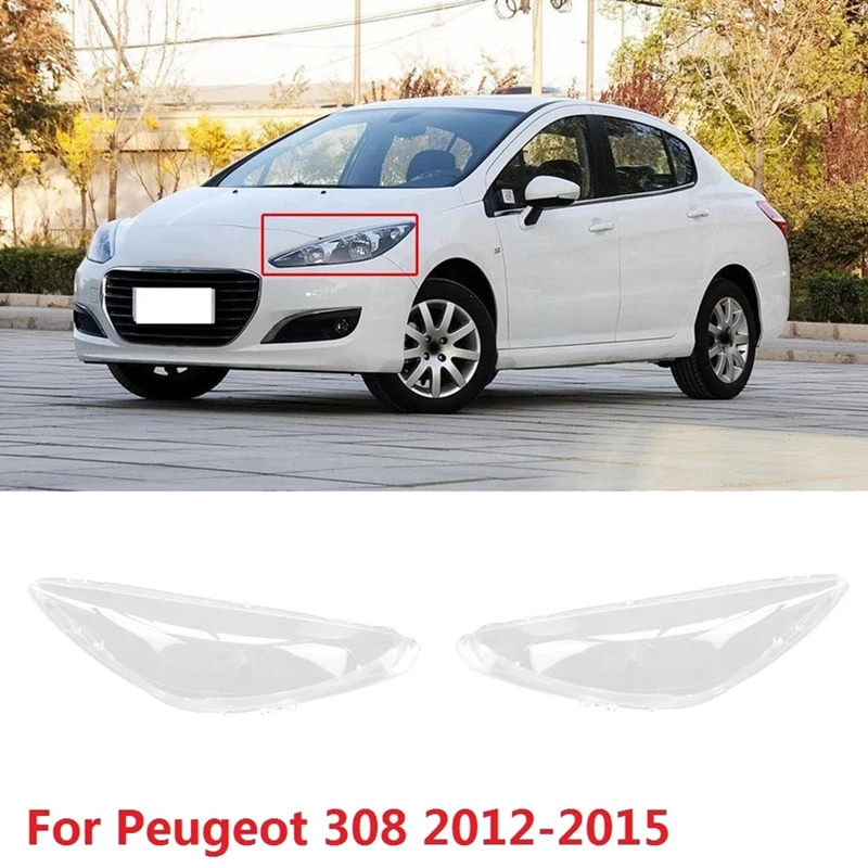 

Car Front Headlight Lens Cover Headlight Lamp Shell Accessories for Peugeot 308 2012-2015