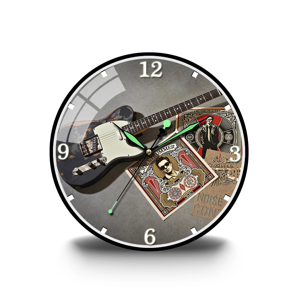 

Guitar Acrylic Wall Clock Music Vintage Album Longplay Wall Watch Music Room Home Decor Musical Instruments Guitarist Gift