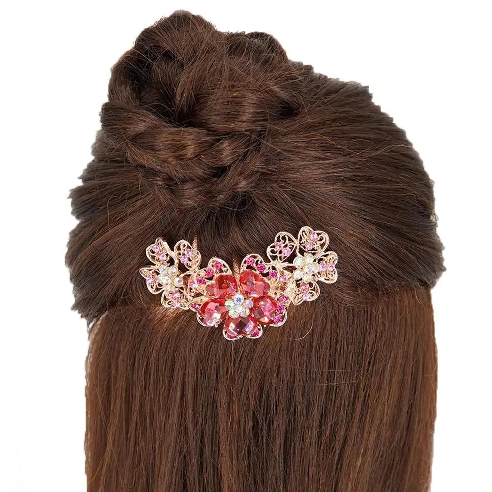 

Maker Bun Korean Barrettes For Girls Ponytail Holder Zircon Rhinestone Crystal Hairpins Women Hair Comb Mom Hair Clips