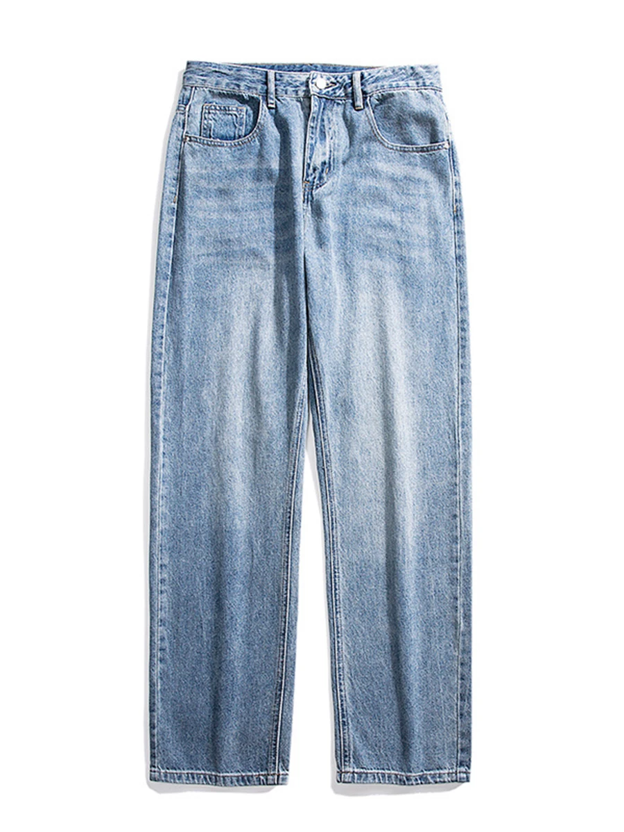 European and American Fashion Men's Wide-leg Jeans Men's Ins Trend Hip-hop Street Washed Do Old Retro Loose Straight Trousers