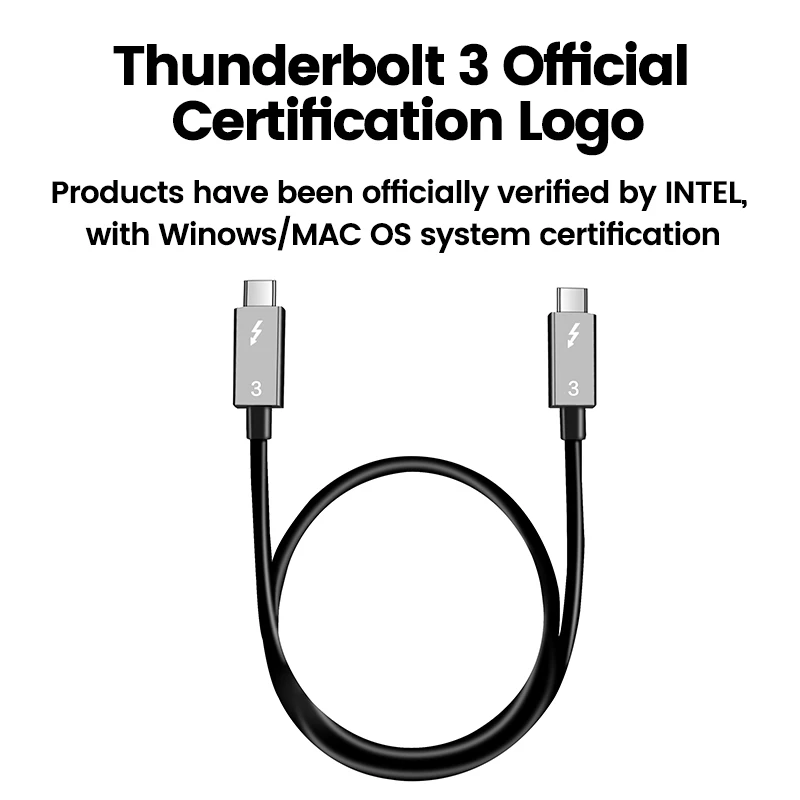 Кабель JEYI Thunderbolt 3 40 Гбит/с 100 Вт/5 А быстрая зарядка 5K @ 60 Гц или двойной дисплей