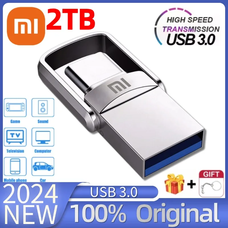 XIAOMI USB 2 ТБ OTG Металлический ключ 3.0 Pen Drive 1 512 ГБ Тип C Высокоскоростной