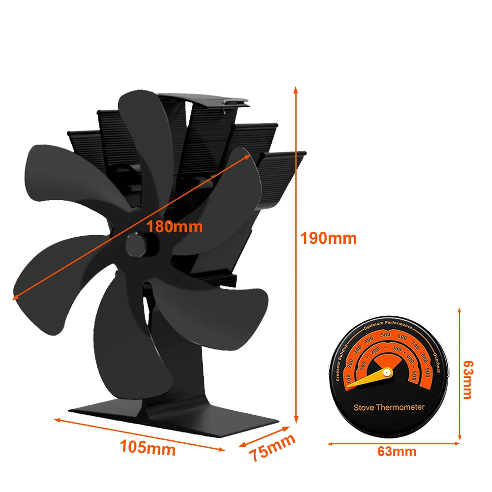 

6 Blade Heat Powered Stove Fan Log Wood Burner Eco Friendly Quiet Fireplace Fan Winter Warm Home Efficient Heat Distribution