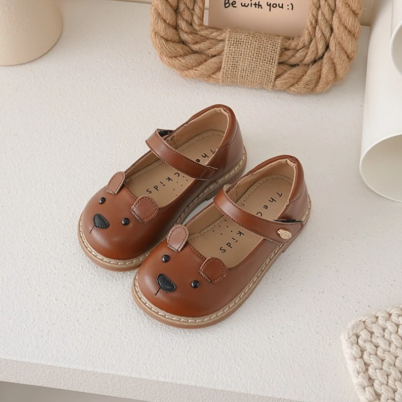 

Girls' Little Leather Shoes [Little Bear and Little Rabbit] Spring and Autumn New Girl Baby Shallow Mouth French Steady Shoes