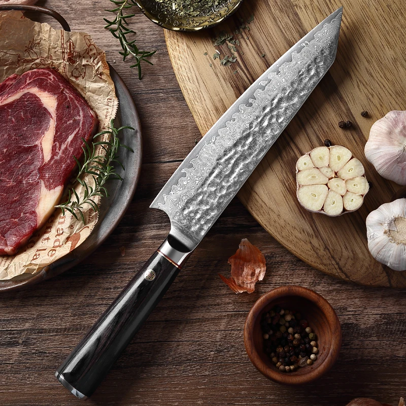 

TJ POP Forged 8 Inch Japanese VG10 Kiritsuke Knife 67 Layer Damascus Steel Pakkawood Handle Sharp Cleaver Chef Kitchen Knives