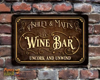 wine bar sign vintage style aluminum sign personalized