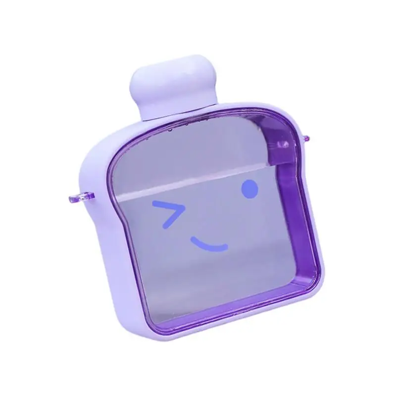 

Large Capacity Flat Water Bottle Bread Shape Water Cup Cute Flat Water Bottle Half-Transparent Adjustable Strap Design Stylish