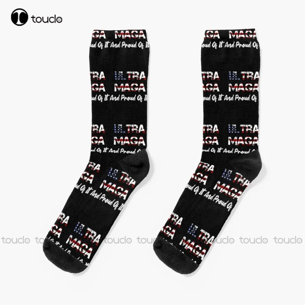 

Ultra Maga And Proud Of It Socks Trump 2024 Men'S Socks 360° Digital Print Comfortable Girls Sports Christmas Gift New Popular