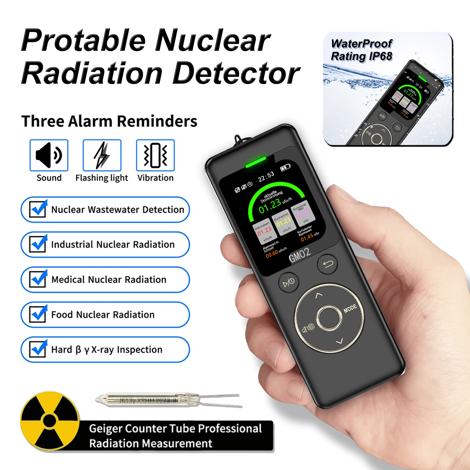 Новинка 2024, водонепроницаемый детектор ядерного излучения, счетчик ...