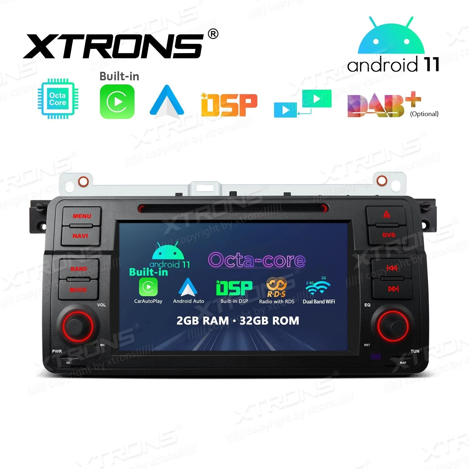 7" Octa-Core CPU Android 11 OS Car DVD Multimedia System Pla
