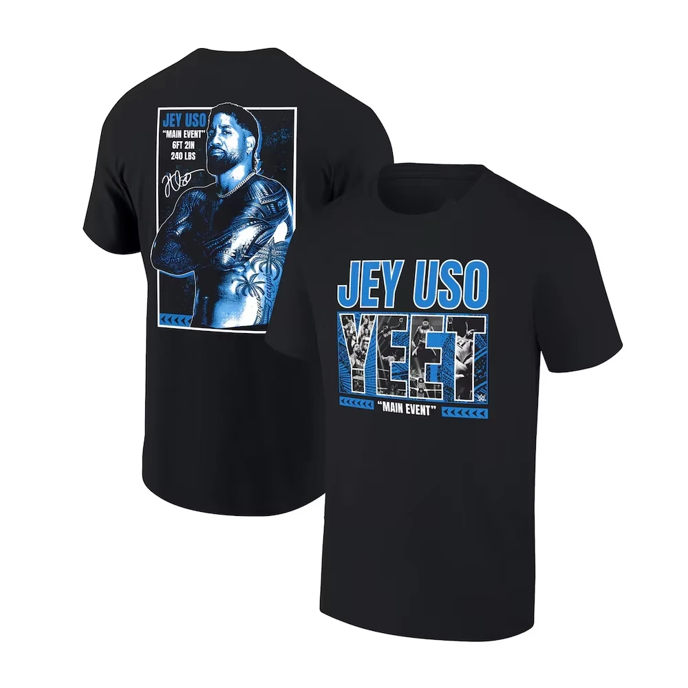 2024 Women's WWE Clothes Men's Ripple Junction Black Jey Uso Yeet T-Shirt Youth Child Wrestling Fans Must Have Unisex Tee Tops |