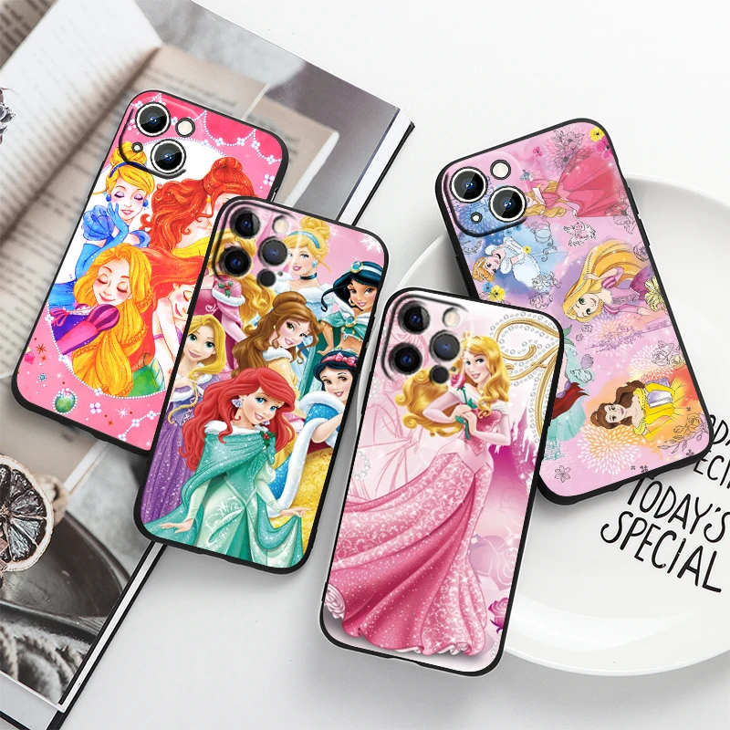 

Princess Disney Beautiful For Apple iPhone 14 13 12 11 Pro Max Mini XS Max X XR 6S 6 7 8 Plus 5S SE2020 Soft Black Phone Case
