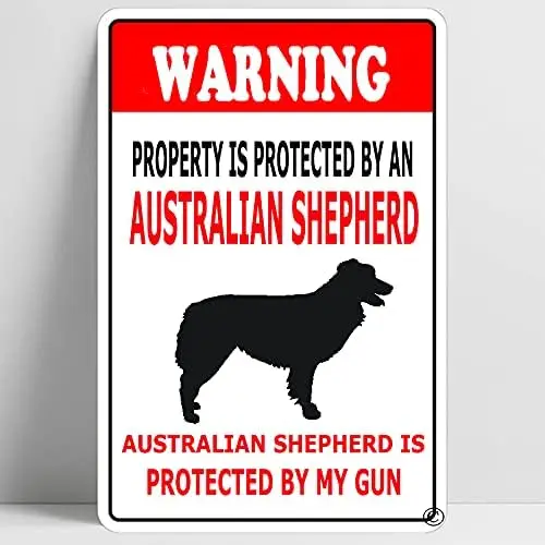 Wrnng Bewre of ustrln Shepherd Funny Metl Sgn Decorton Frm TN SGN 12 x 8 дюймов