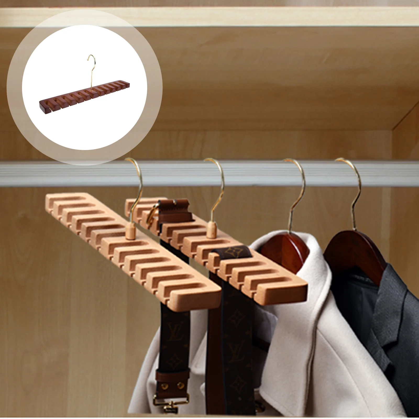 

Hanger Closet Organizer Belt Scarf Tie Rackspace Saving Wood Organizestorage Scarves Holder Hanging Accessory Legging Clothes