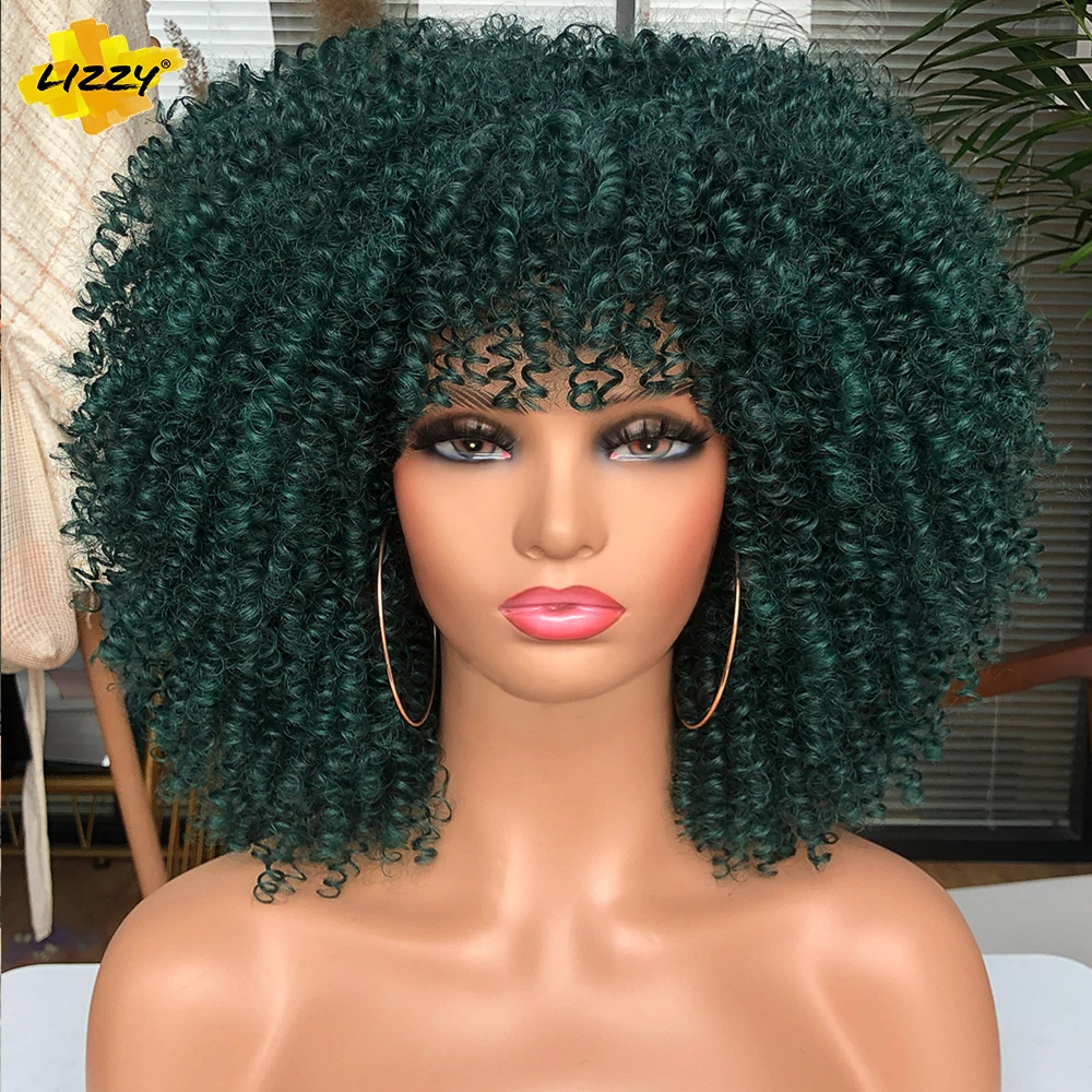 

Парик 14 дюймов с короткими волосами афро кудрявые с челкой для чернокожих женщин синтетические Косплей Лолита Хэллоуин вечерние натуральн...