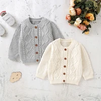 0 18m baby boys girls knitted cardigan sweater coats long sleeves crew neck button closure loose warm outerwear tops