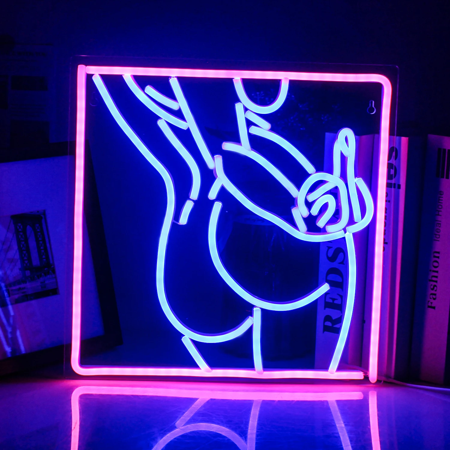 Wanxing Sexy woman neon sign, middle finger led neon sign, Sexy girl led light, female ass night light up