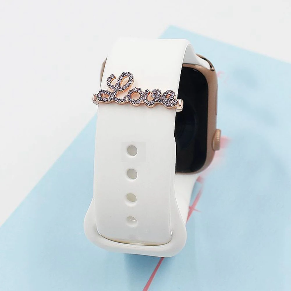 Украшение с узором в виде сердца для браслета Apple Watch алмазные украшения подвески