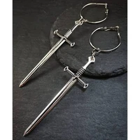 fashion trend retro anime silver bronze color sword pendant jewelry earrings costume knight jewelry earrings