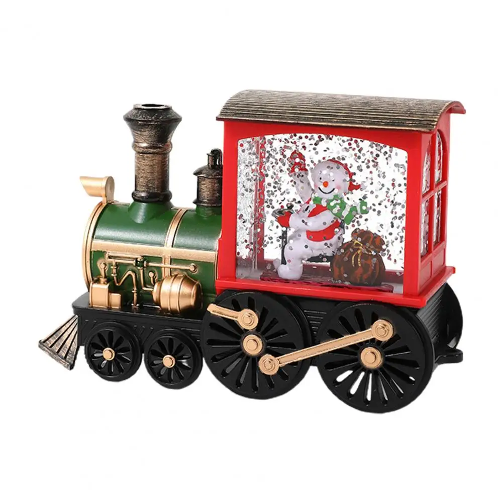 

Christmas Decorations Festive Water-filled Christmas Train Ornament Snowman/santa Claus Led Lamp Desktop Decoration Glowing