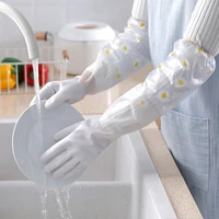 1pair warm kitchen dishwashing gloves with velvet household dish washing gloves kitchen cleaning tools bathroom accessories