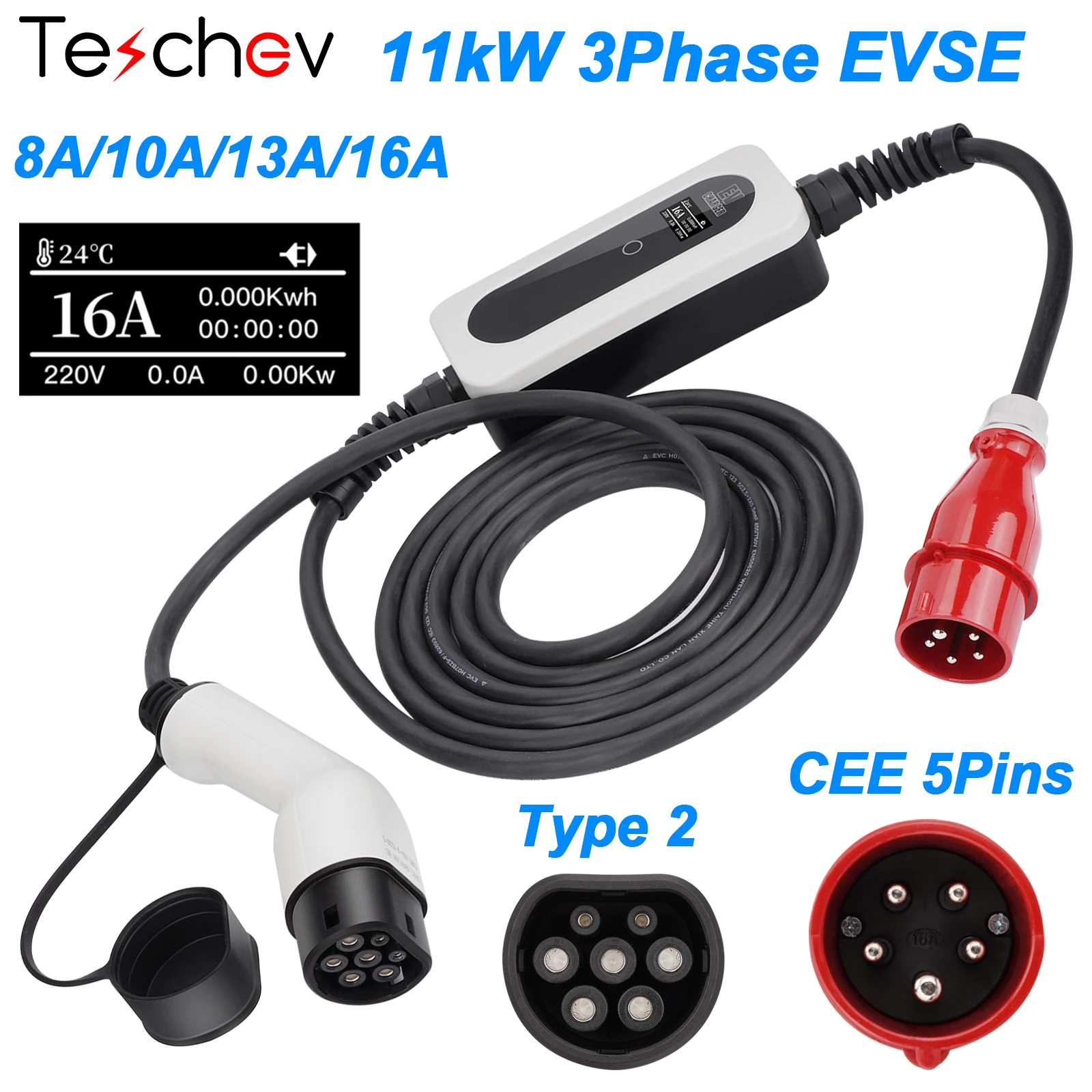 11kw Ev Charger Type2 3 Phase 	