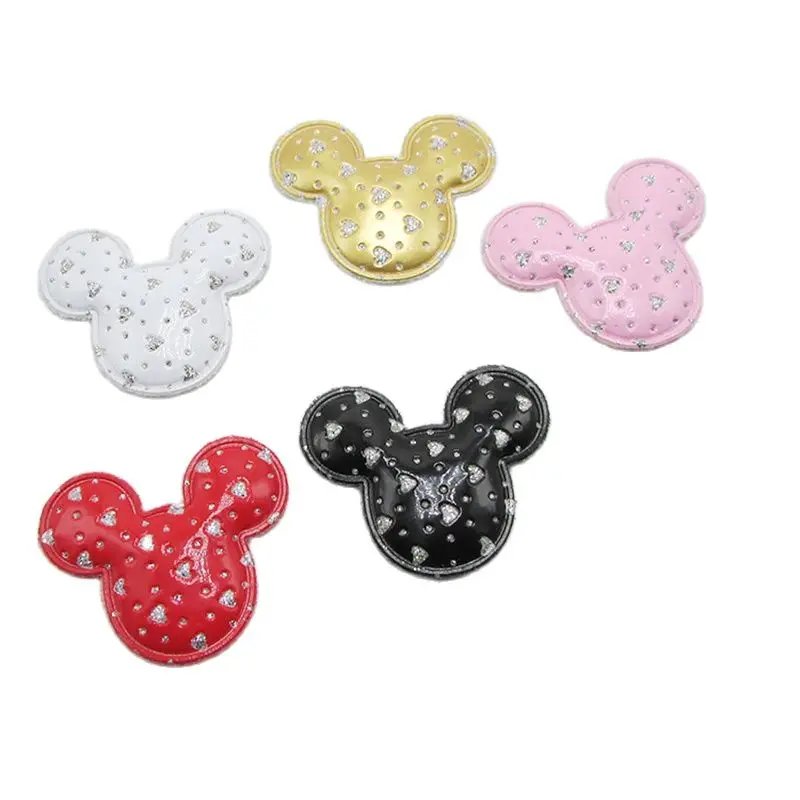 

5.5*5cm PU with diamond Cat Head Pads Patches Diamond Appliques for Craft Clothes Sewing Supplies DIY Hair Clip Accessories