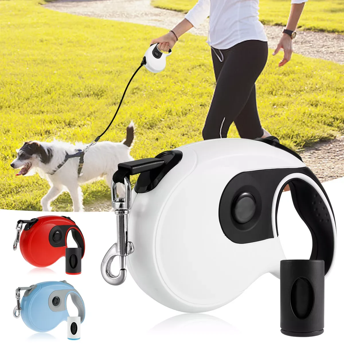 

8M Heavy Duty Extendable Dog Leash Anti-Slip Handle with Lock Control Strong Tape Dog Walker Leash for Medium Large Giant Dogs