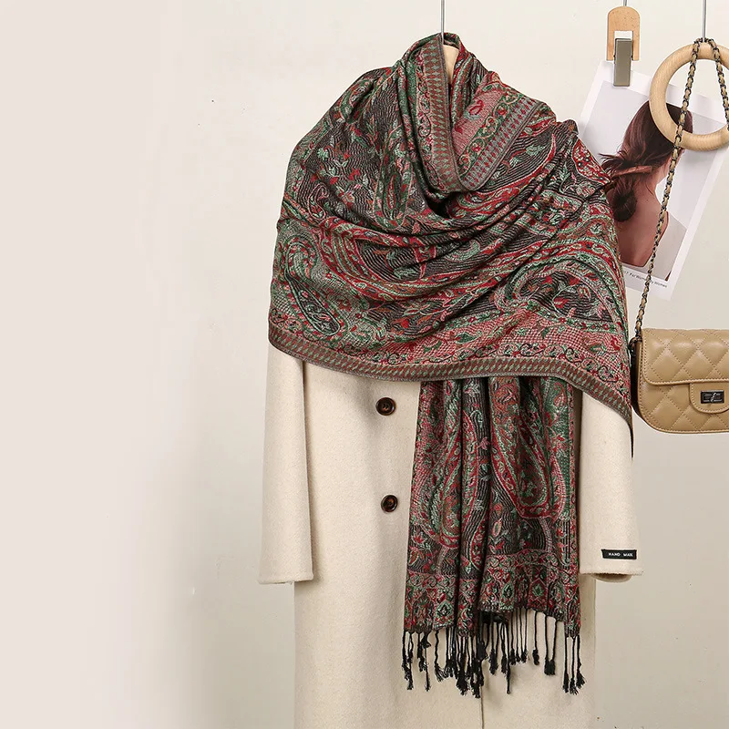 2024 роскошный брендовый кашемировый женский шарф с принтом зимняя теплая шаль и