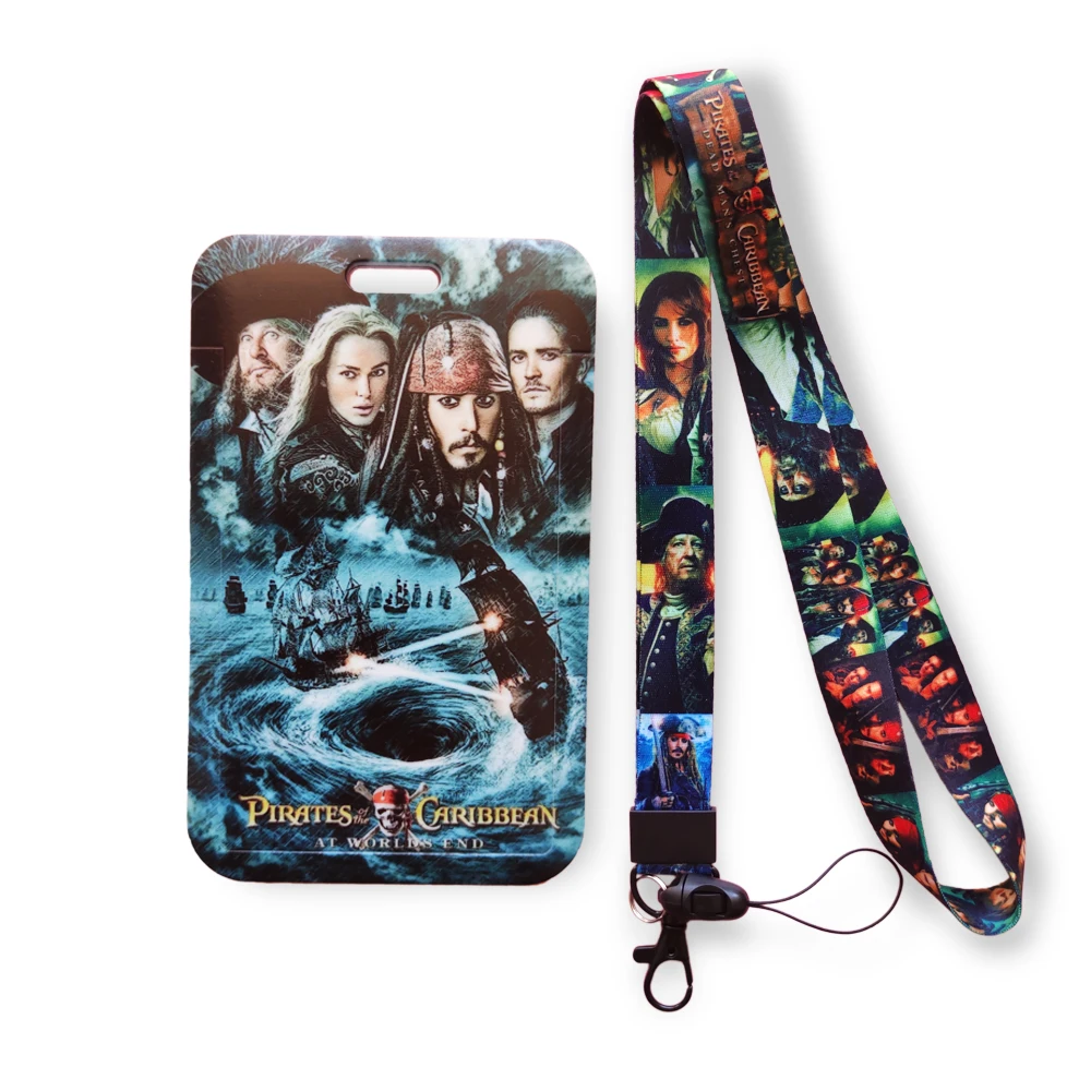 

Disney Pirates of the Caribbean Men's Neck Rope Credit Bank Card Holder Lanyard Visit Door Identity Badge Cards Cover