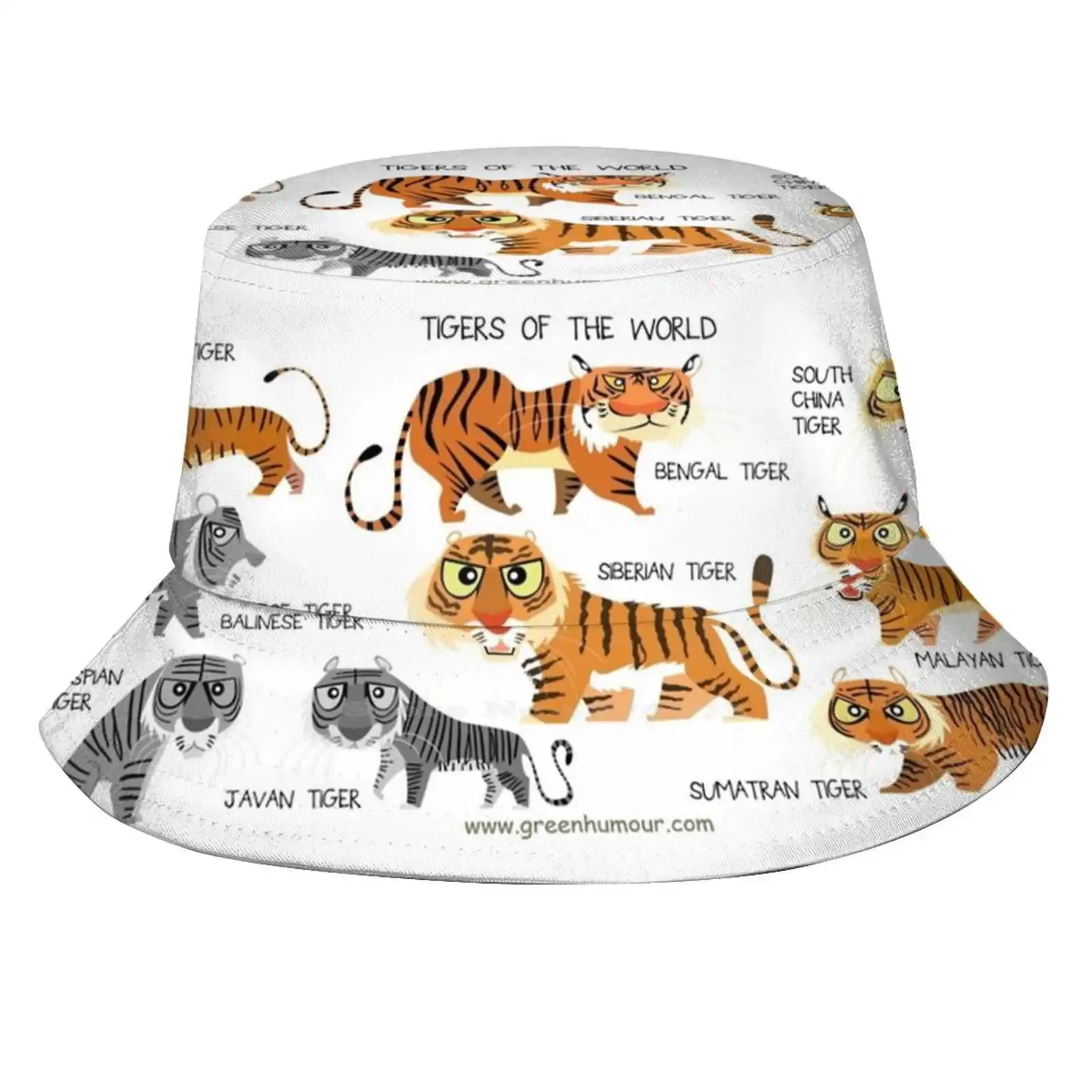 

Tigers Of The World Foldable Panama Bucket Hat Cap Tigers Wildlife Animals Nature Biology Science