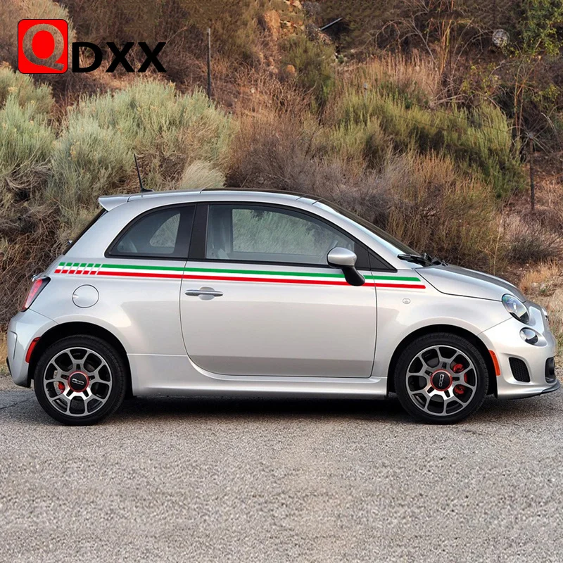 

Italian Flag Stripes Car Waist Lines Stickers Auto Body Door Side Vinyl Decals Racing Sport Styling Accessories For Fiat 500